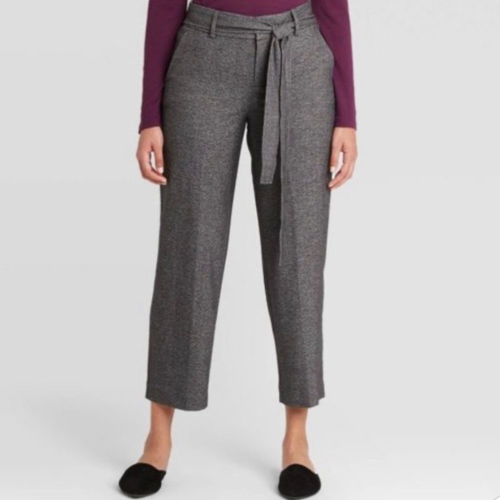 NEW a new day Ankle Length Tie Waist Gray Dress Pants Size 2